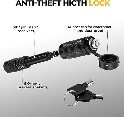 Vista 5 de BougeRV Cubierta de enganche de remolque de metal con bandera estadounidense para receptores de 2 pulgadas, cubierta de tubo de aluminio