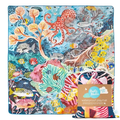 Image of Rudie Nudie Baby Play Mat, Large Waterproof Playmat for Floor Play and Crawling, Foldable Portable and Machine Washable, Sensory and Tummy Time Activities, Baby Mat for Floor, 51" x 51"