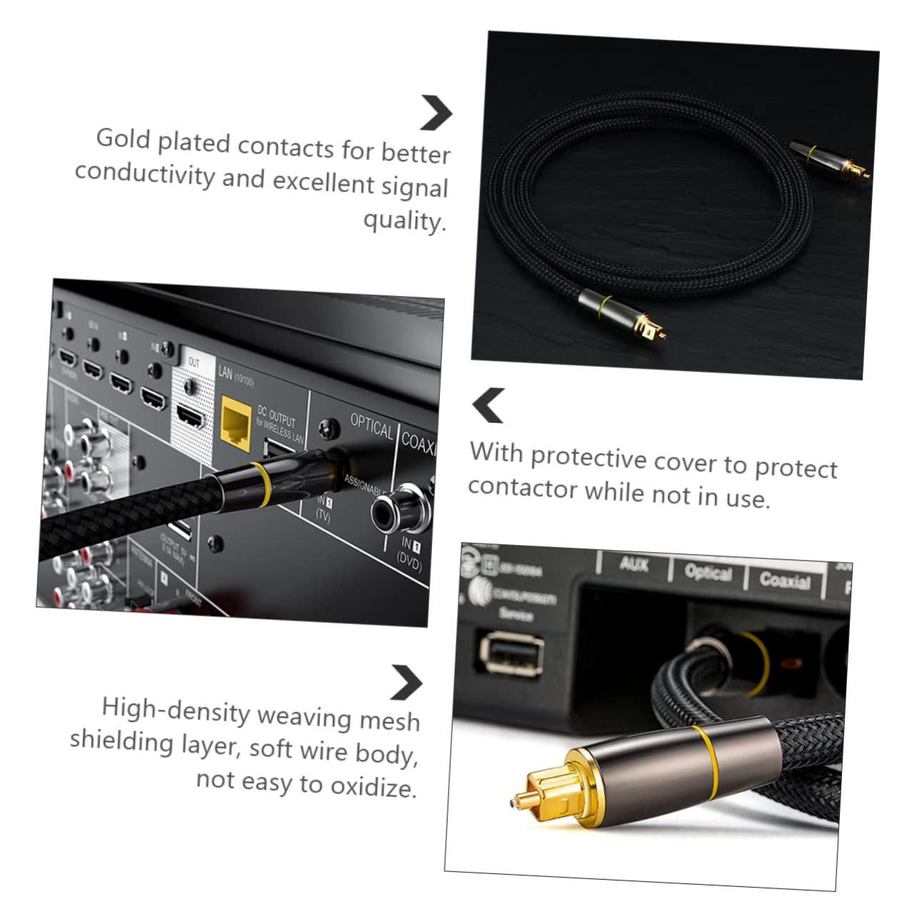 UPKOCH 3pezzi Cavo Audio Ottico Cavo Digitale Per Console Di Gioco Sound Bar e Tv Placcato Per Qualità Del Suono Superiore e Trasmissione Senza Perdite