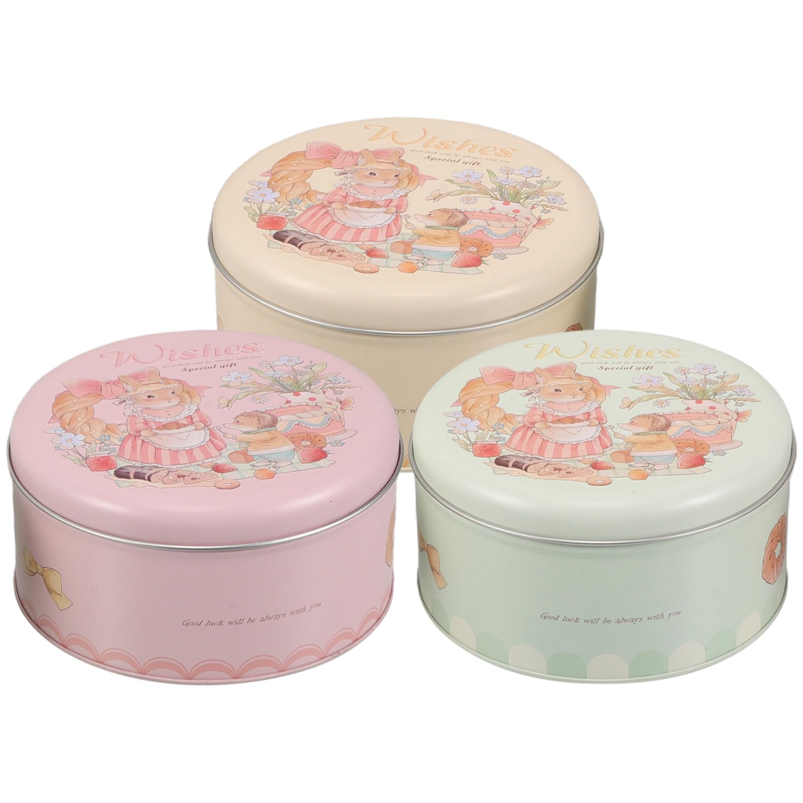 Juego de 3 latas de pascua con diseño de conejo perfectas para regalar dulces