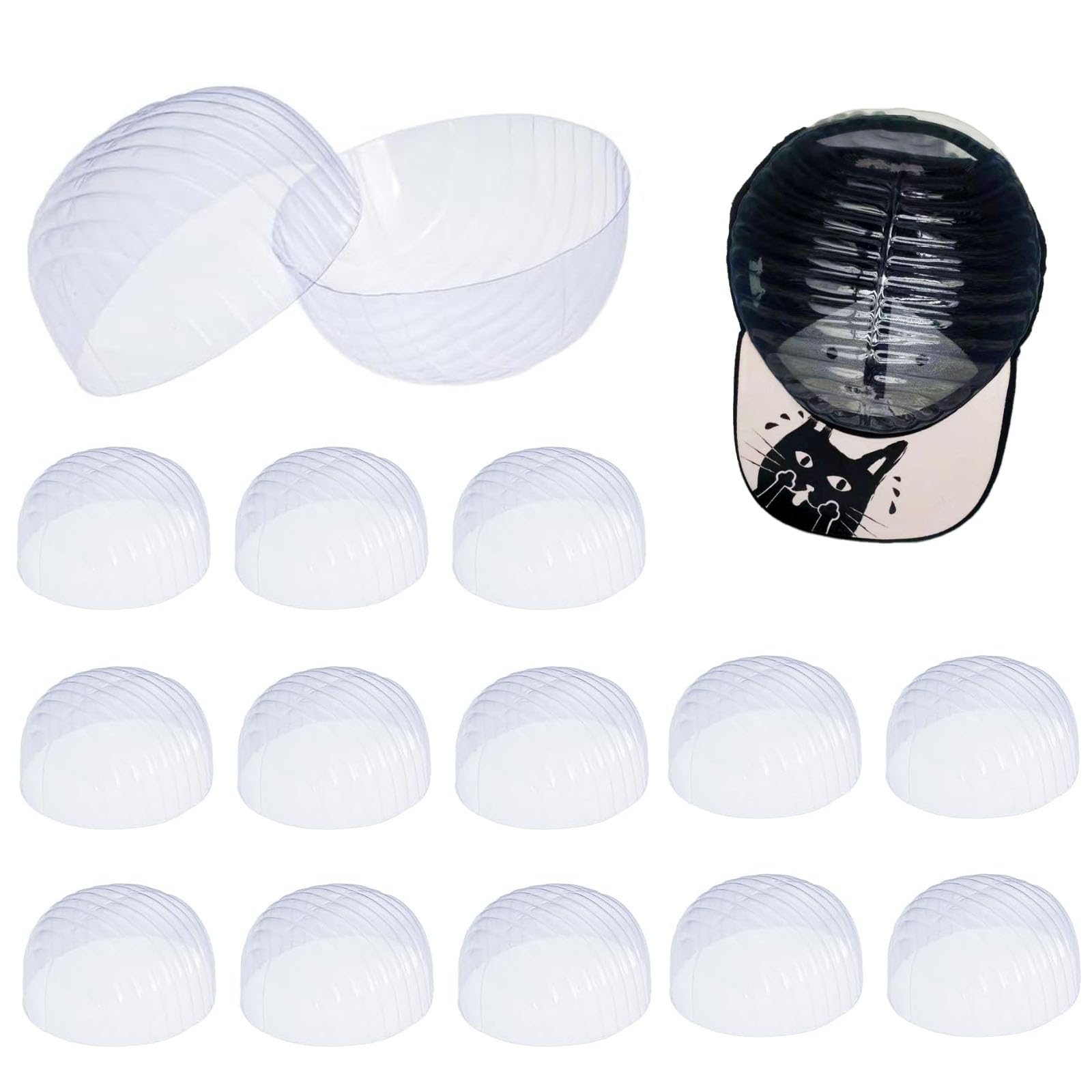 PACIOCEAN 16PCS Hat Shaper Inserts for Baseball Caps, Clear Plastic Display Holders, Shop Counter Hat Support System for Retail Storage and Shipping