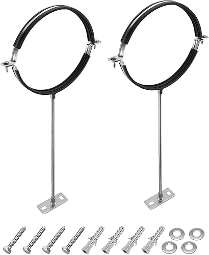 Paquete de 2 soportes de suspensión de tubo de 8 pulgadas con barra de extensión de 16 pulgadas, abrazadera de anillo dividido de acero galvanizado