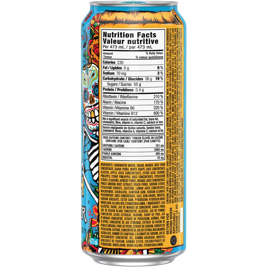 Image of Monster Mango Loco Energy + Juice Carbonated Energy Drink | L-Carnitine + Inositol + B Vitamins + Taurine, 16.91 fl oz ℮ 500 ml (Pack of 3)