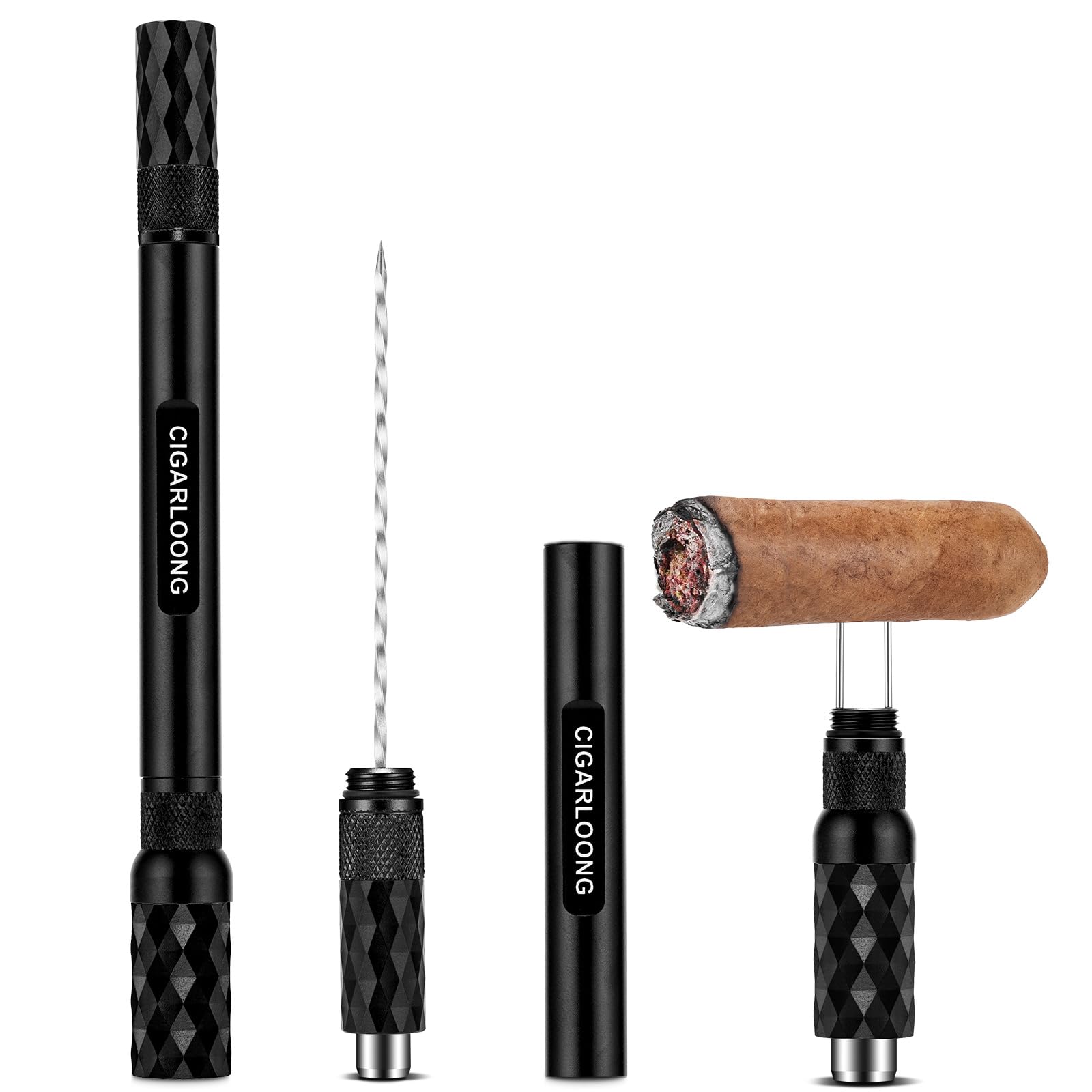 Perforatrice à cigares 4 en 1 en acier inoxydable avec double taille noir