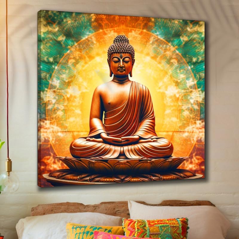 999STORE Lord Gautam Buddha Wall Canvas Painting with Frame for Living ...
