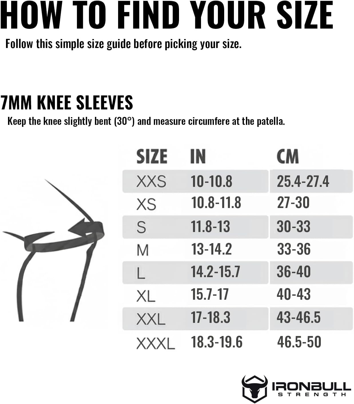 Iron Bull Strength Knee Sleeves 7mm (1 Pair) - Compression Brace & Knee Sleeve For Weightlifting, Powerlifting & Cross Training - Knee Support for Squats - Men & Women - Image 3