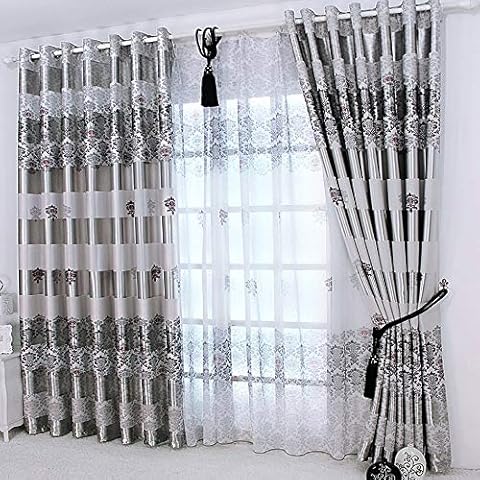 European Silver Grey Curtains for Living Room Modern Elegant Curtains for Bedroom,set of 2 (Silver Grey,2 x 66x90 Inch) Cover