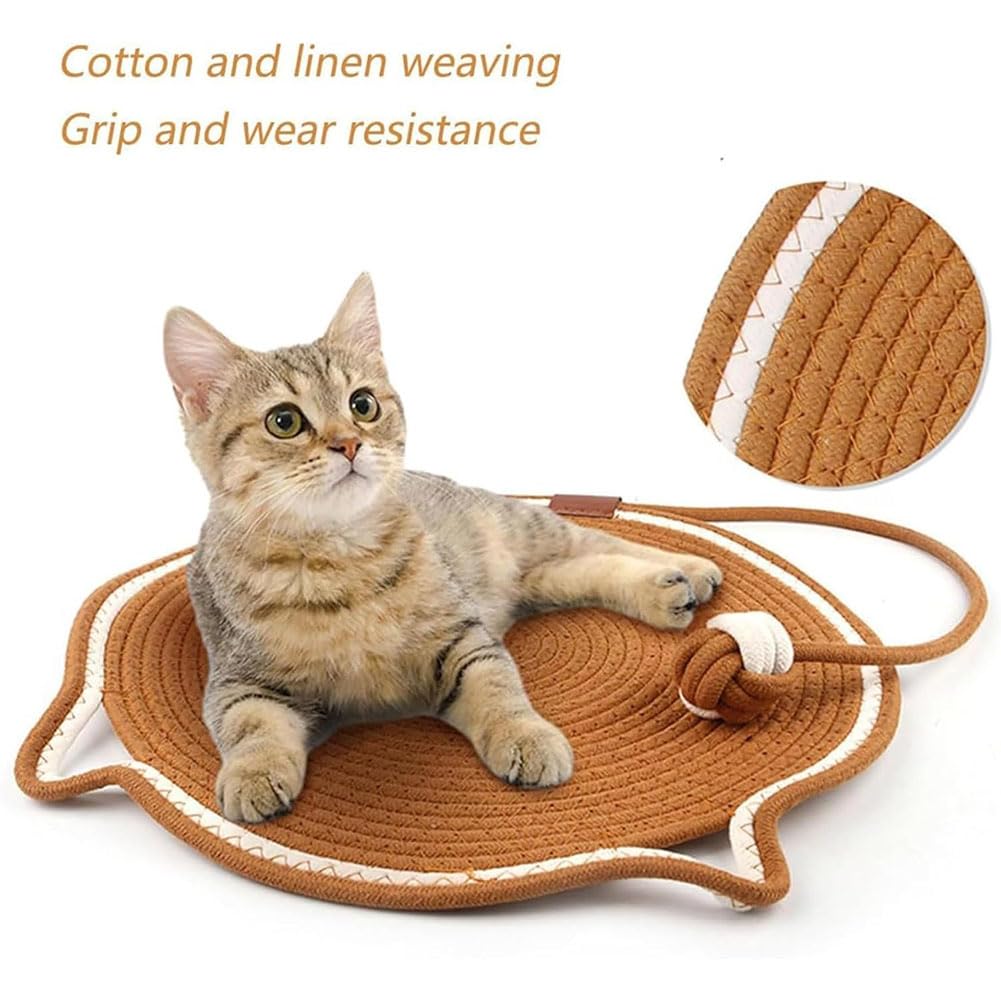 2-Pack Round Cat Scratcher Mats – 42cm Natural Cotton Rope Scratching Pad For Floor Or Wall 8 thumbnail image