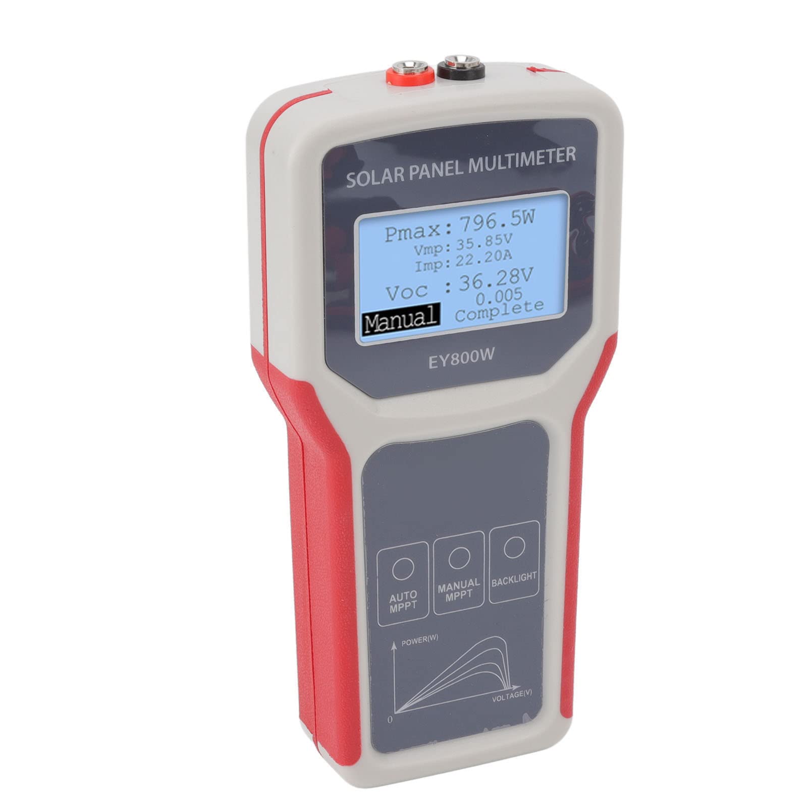Multimetro per Pannelli Solari, Tester MPPT per Rilevamento Potenza Tensione Corrente, Materiale ABS, Protezione da Sovraccarico, Display LCD per Solare