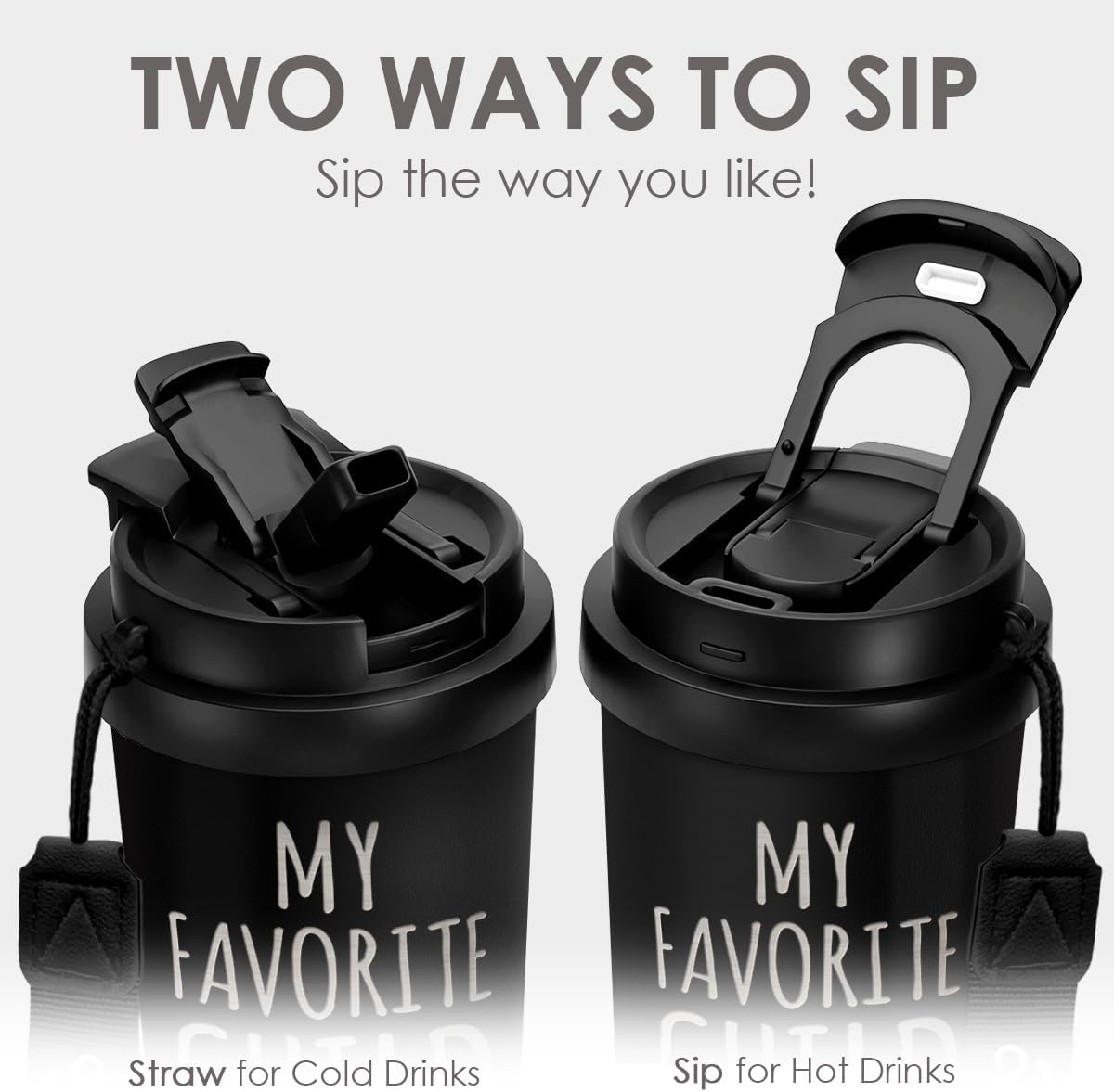 Gifts from Daughter Son - Stainless Steel 2-in-1 Lid Coffee Tumbler 18 oz, My Favorite Child Gave Me This Cup Insulated Travel Mug Gift for Dad Mom, Birthday, Christmas, Father's Day, Mother's Day - Image 3