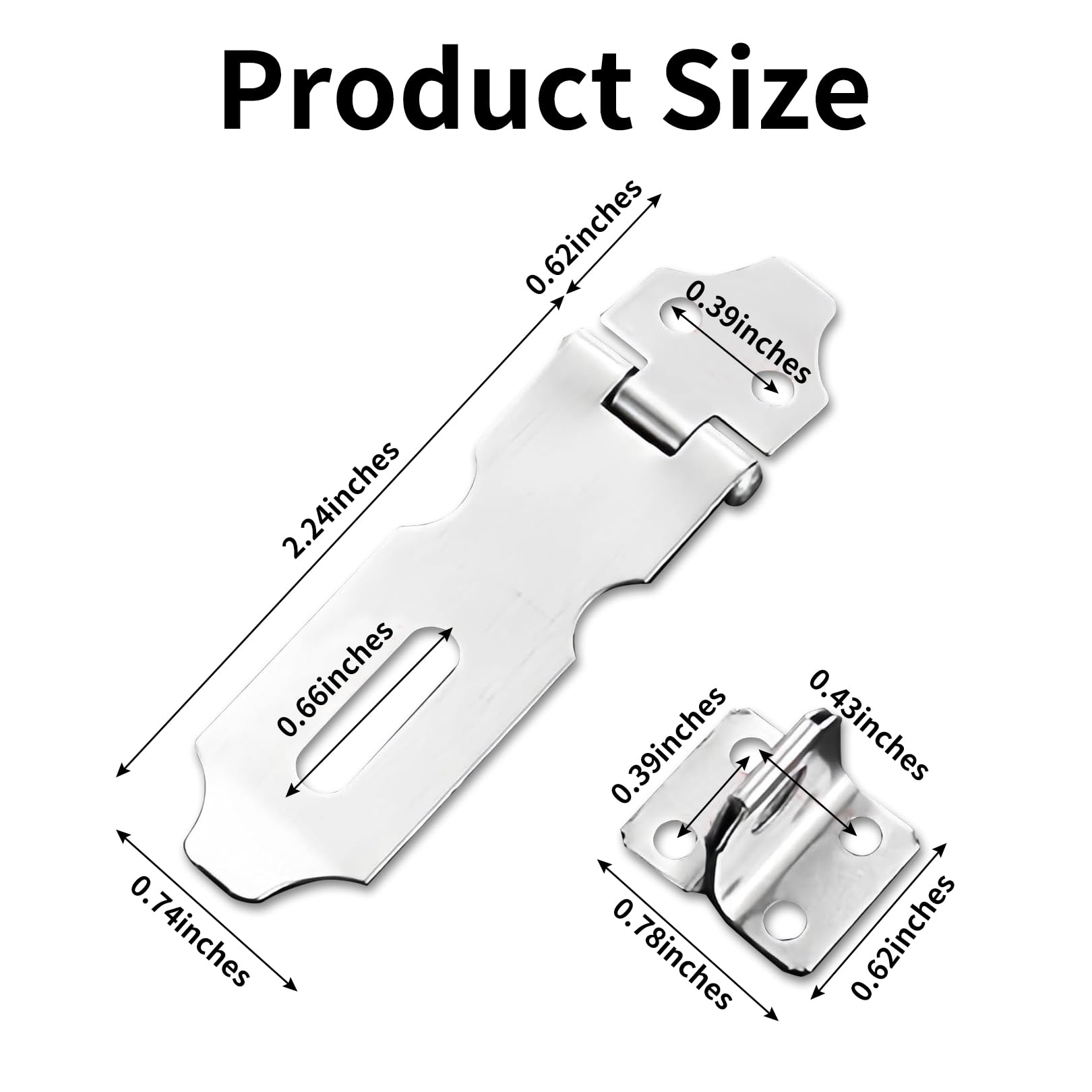 3 Pcs Stainless Steel Padlock Hasp Latch 2 Inch Door Latch Catch for Door Window, Cabinet, Pet Cage, Crate - Image 2