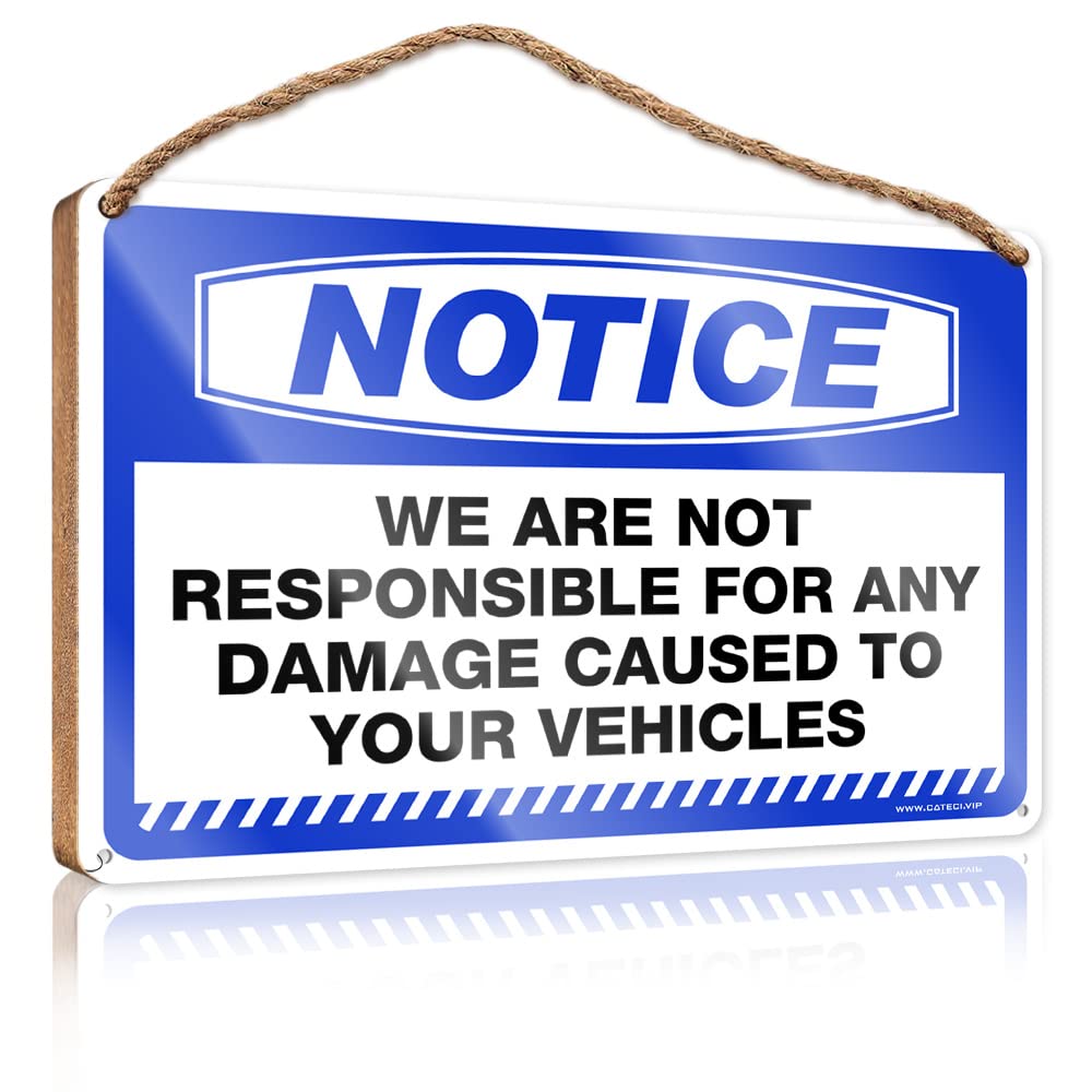 DTHA Funny Room Decor Notice Not Responsible For Damage Wooden Sign Hippie Decor Home Sign For Front Porch(23X35CM)