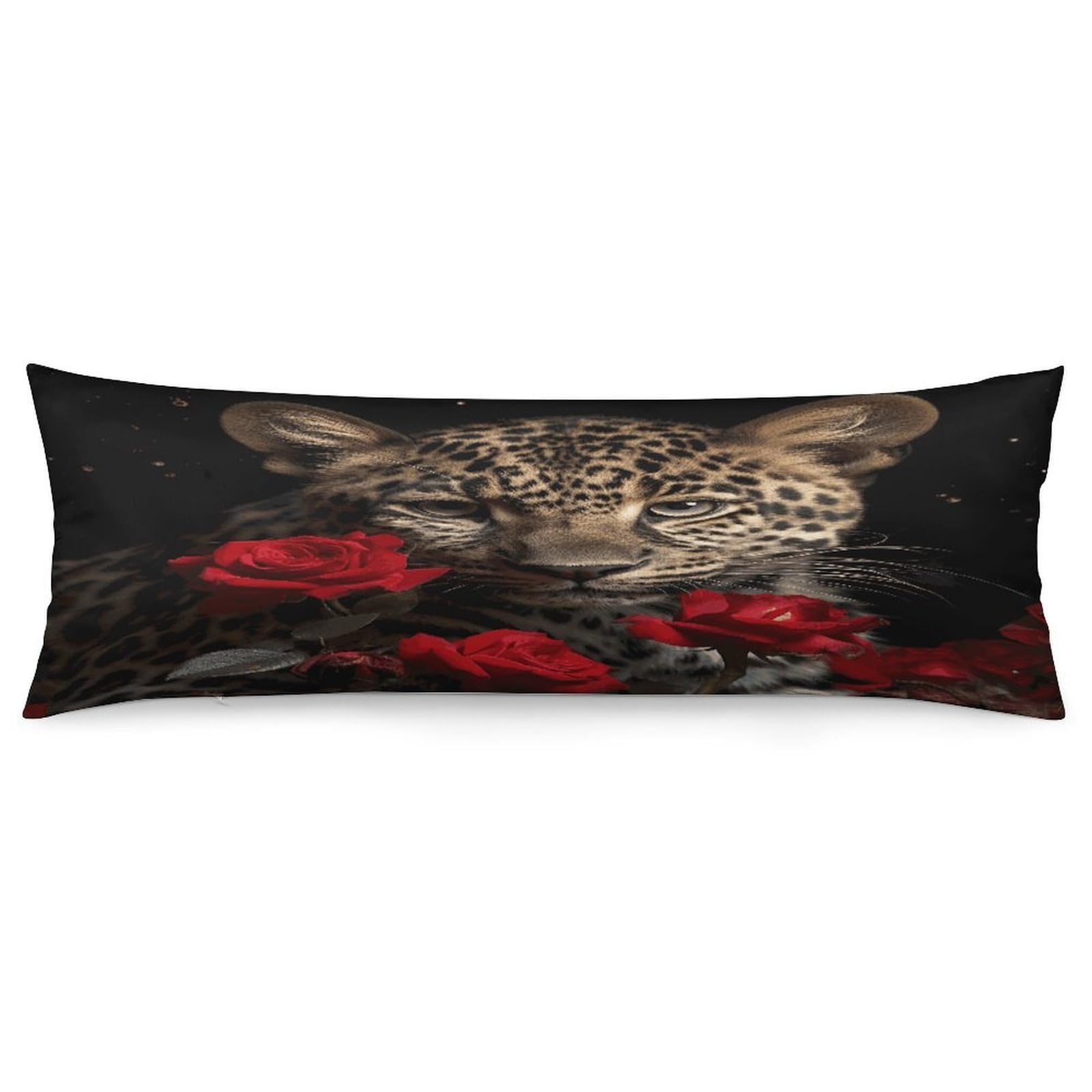 Rose Leopard Body Pillow Cover Soft Full Long Pillow Cover Decorative Large Pillow Case Cozy Body Pillow Pillowcase Pillow Shams for Bed Sofa Couch Room Decor 18.9 X 53 Inch