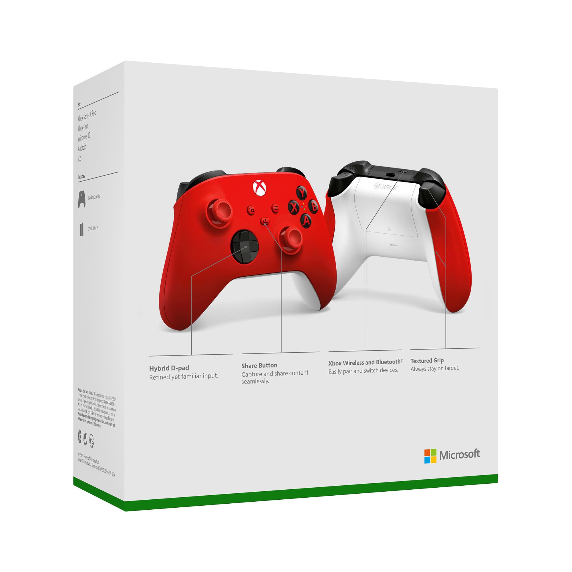 Xbox Controller Wireless, Pulse Red, Series X|S, Windows 10/11, Android, iOS