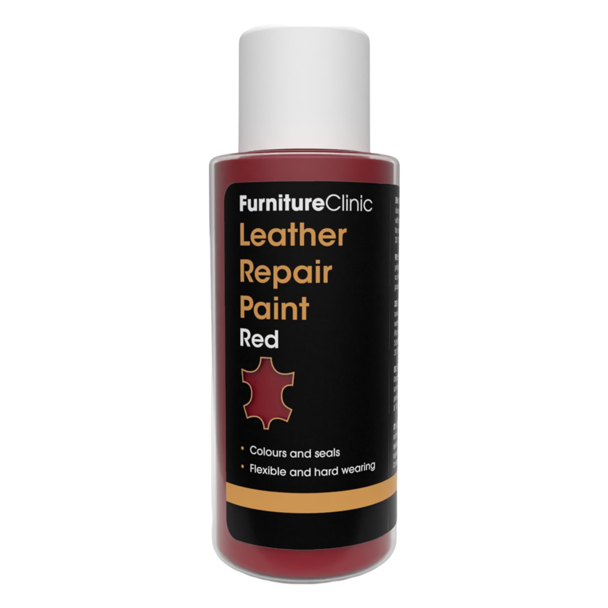 Furniture Clinic Leather Repair Paint | 2-in-1 Seal and Color | Use on Scratches, Tears, and Holes in Car Seats, Furniture | Quick and Easy Leather Repair Kit for Furniture (Red, 50ml / 1.7oz)