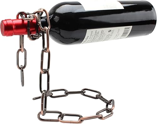 TBWHL Soporte mágico para botellas de vino, cadena de eslabones de acero flotante, soporte para botellas de vino, sostiene botellas en el aire,