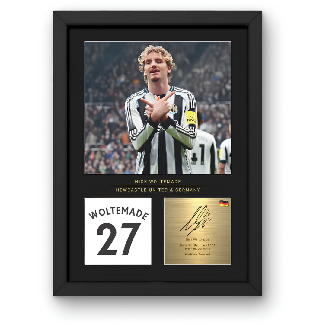 Win FC Nick Woltemade A4 Framed Photo Display - Reproduced Digital Signature - Gift For Newcastle United