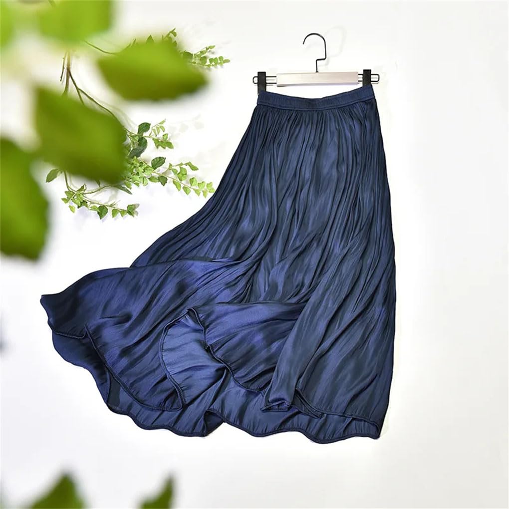 Gonne lunghe elastiche a vita alta lucide setose da donna gonne lunghe da spiaggia casual