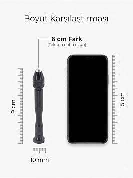 Transformacion Mini El Matkabı, Kaymaz Gövdeli Pin Mengene, Manuel, 0.2mm-3mm Mandren Kapasiteli, Alüminyum, 9.2cm Uzunluk