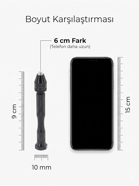 Transformacion Mini El Matkabı, Kaymaz Gövdeli Pin Mengene, Manuel, 0.2mm-3mm Mandren Kapasiteli, Alüminyum, 9.2cm Uzunluk