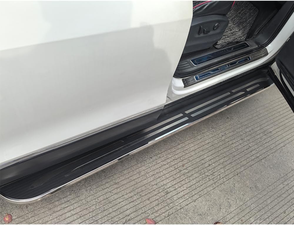 Side Steps Running Boards Fit for Lincoln Nautilus 2024 2025 2026 Nerf Bars Accessories Side Stair (with Brackets) Black with Shiny Chrome Stainless Steel Anti-Slip Decor 51
