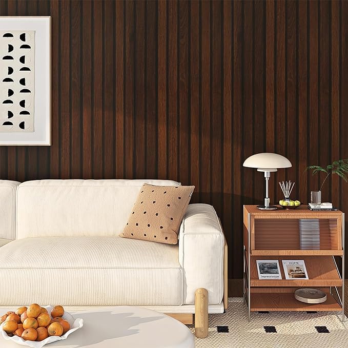 FunStick Peel and Stick Wallpaper Brown Walnut Wood Panel Effect Wallpaper for Kitchen Furniture Waterproof Wood Effect Sticky Back Plastic for Kitchen Vinyl Wrap for Desk 40CM×2M - Image 2
