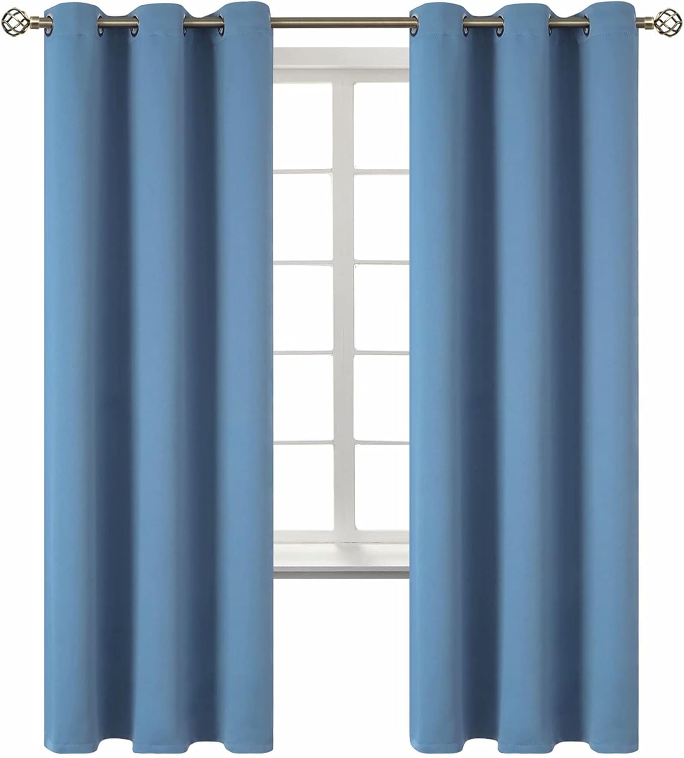 BGment Blackout Curtains for Bedroom - Grommet Thermal Insulated Room Darkening Curtains for Living Room, Set of 2 Panels (42 x 72 Inch, Faded Denim)