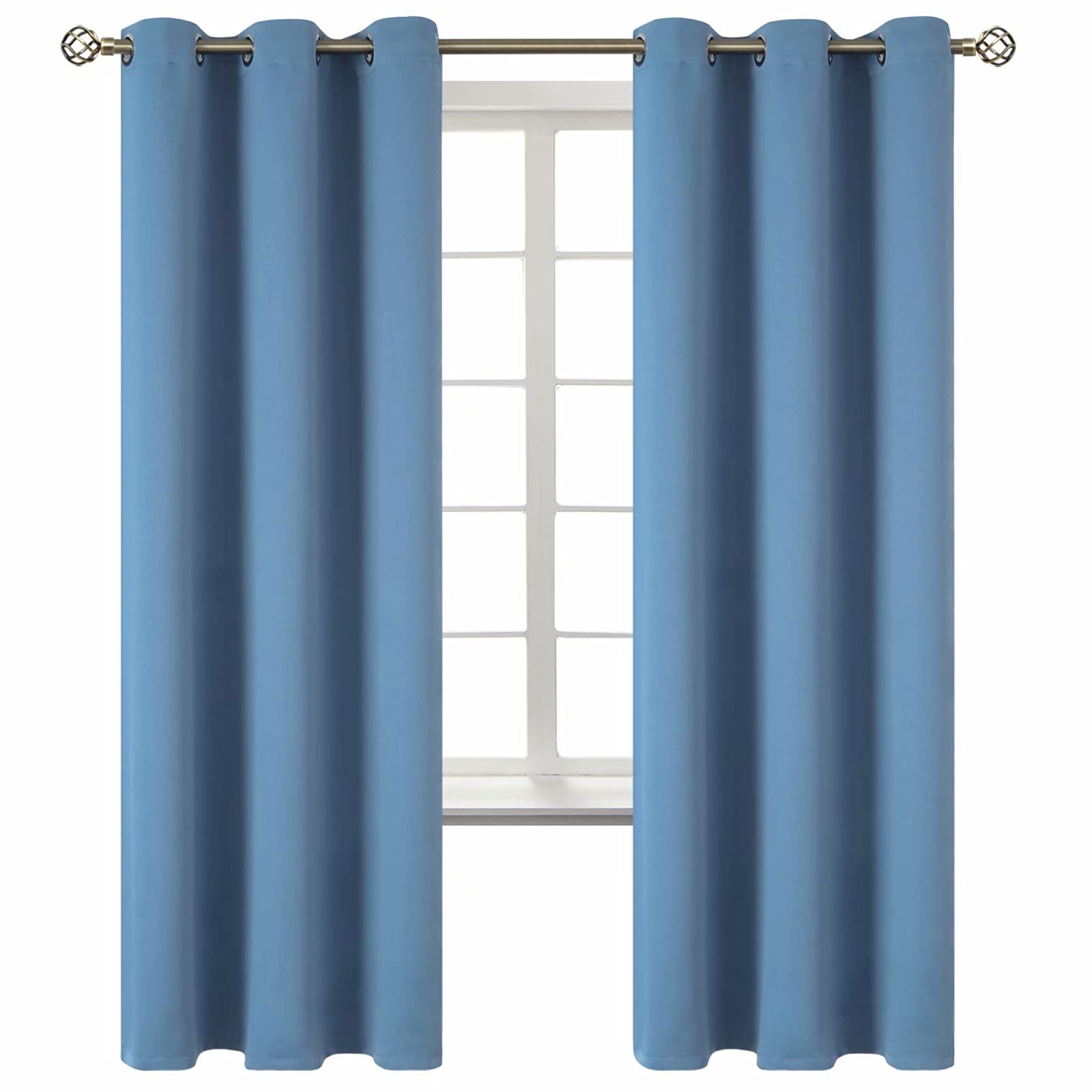 BGment Denim Blue Blackout Curtains for Bedroom 72 Inch Long - 2 Panels