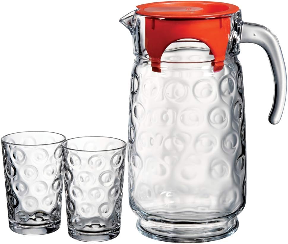 Pasabahce 7 Piece Glassware Set Water Jug and 6 Glasses Tumblers with ...