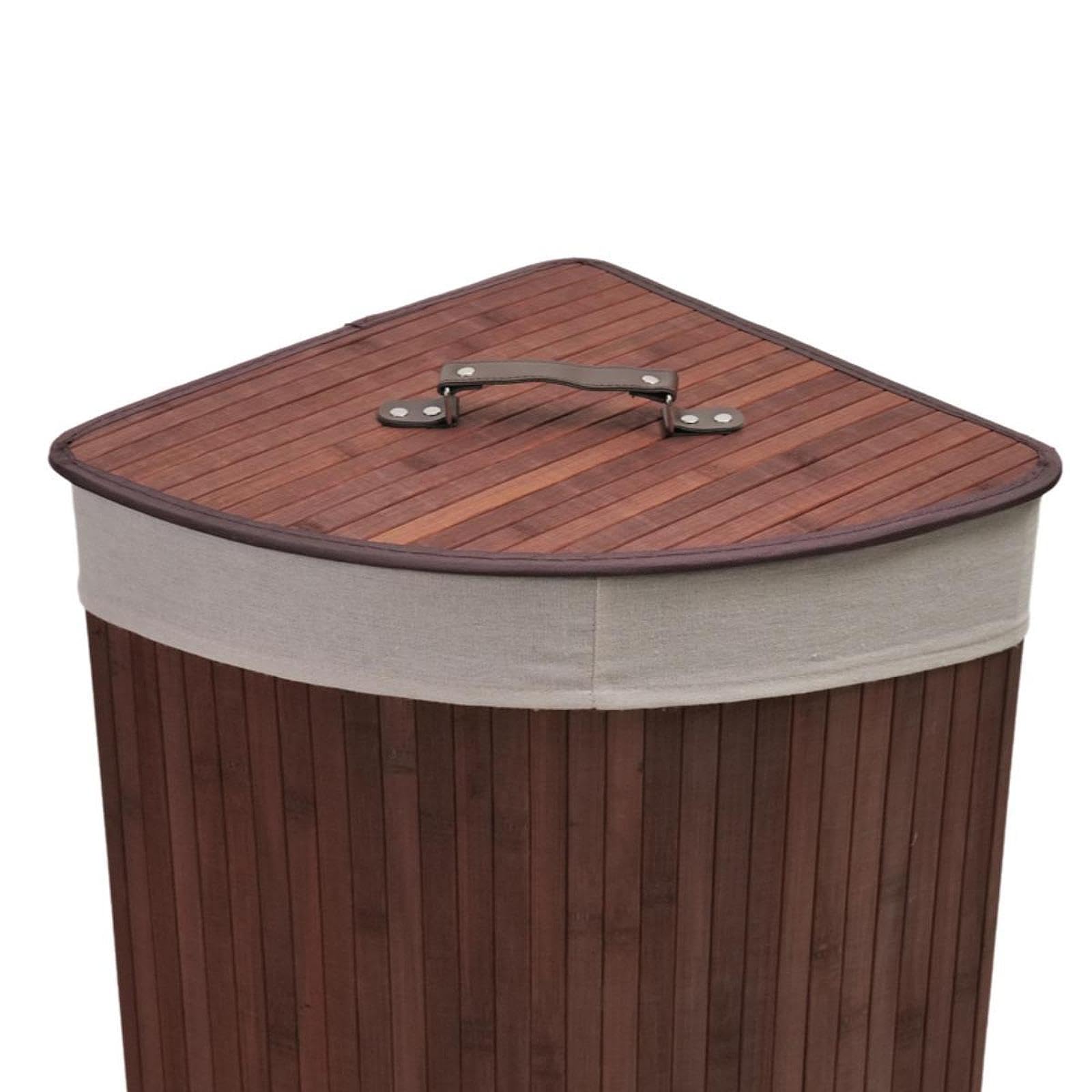 predolo Cesto Portabiancheria Angolare con Coperchio E Maniglia, Rivestimento Rimovibile per Ripostiglio, CaffÈ