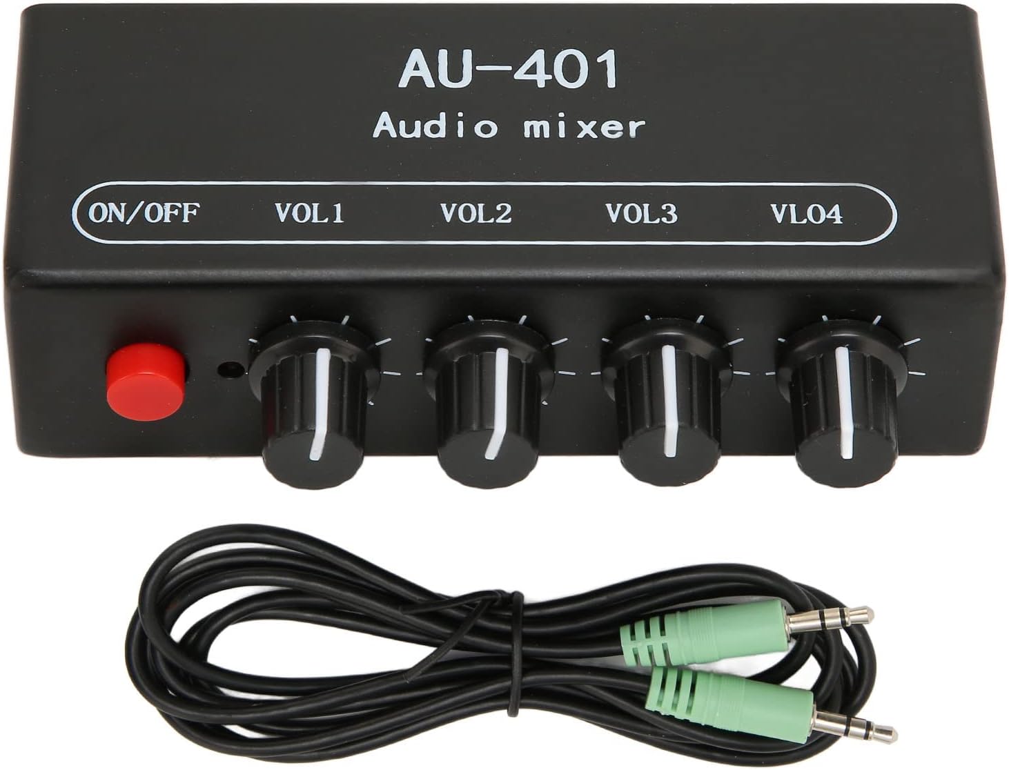 Asixxsix Mini Audio Mixer, 4 in 1 Out Stereo Mixer Portable Stereo 4 Channel Audio