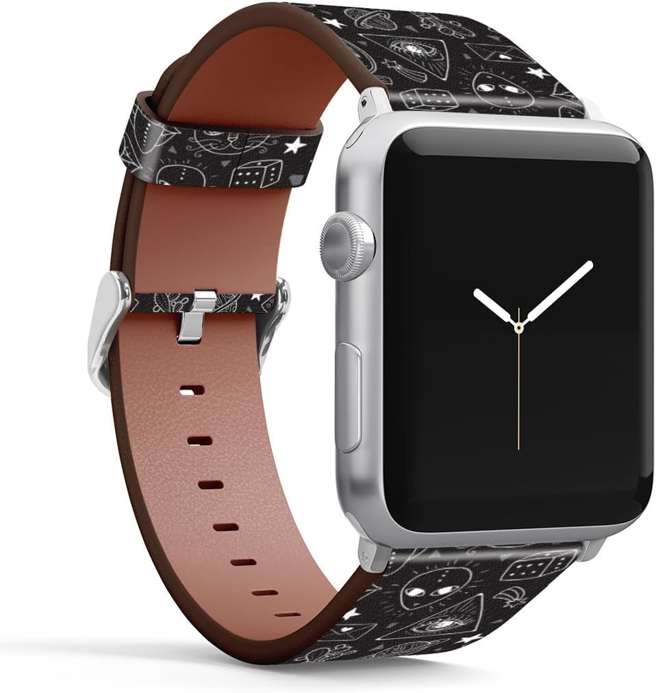 Compatible with Apple Watch Wristband 42mm 44mm , (Alien Freaky Alchemy Symbols) PU Leather Band Replacement Strap for iWatch Series 5 4 3 2 1 image 2