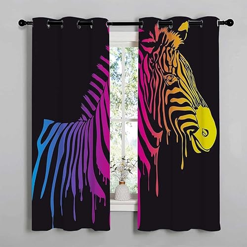 Miniatura 2 de Cortinas para Sala Colorful Zebra Modern Wall Curtains Window Noise Blocker 85Inch Width by 108Inch Length,2 Panels