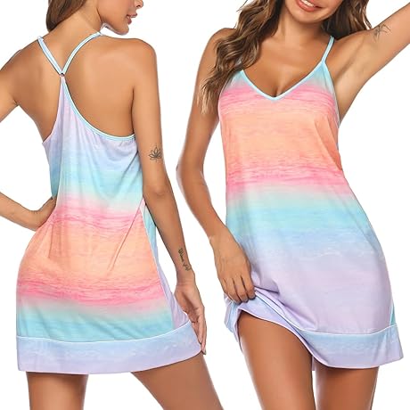 Women's V Neck Racerback Sleeveless Nightgown