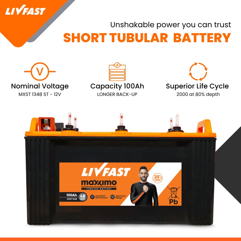 Livfast Maxximo Short Tubular High-Performance Battery MXST 1348