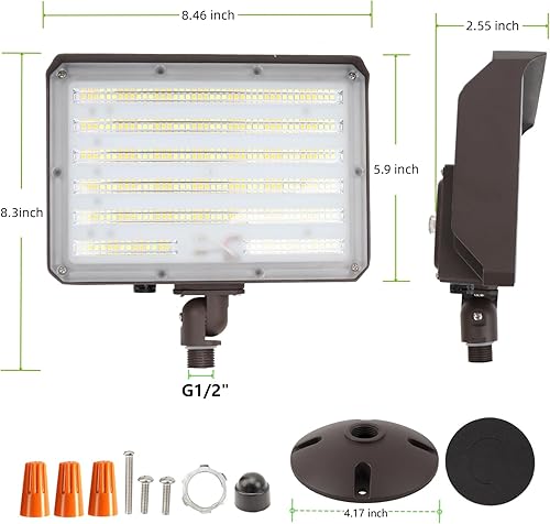 Miniatura 8 de Paquete de 1 luz de inundación LED de 100 W con nudillo, equivalente a 14000 lm 1000 W, luz cálida de 100-277 V 3000 K, lámpara de inundación LED