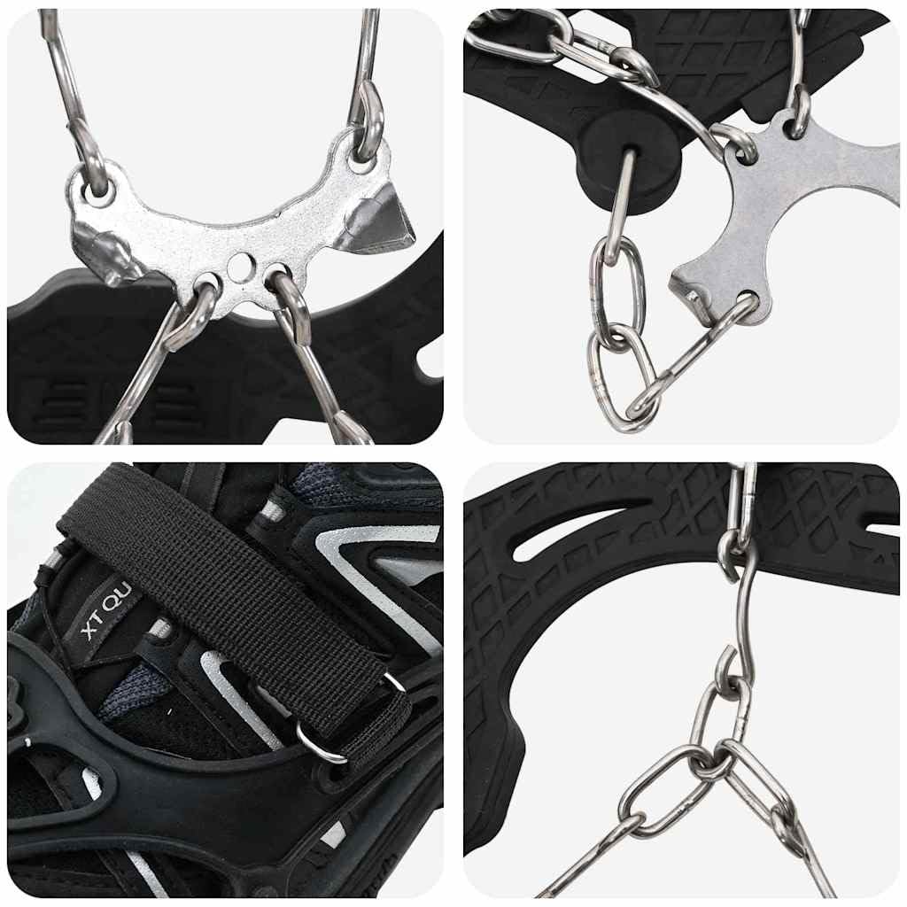 Crampons pour Chaussures en Acier Inoxydable Orange Taille L avec Dents, Fixation réglable, légers et résistants pour randonnée Hiver, Trek, Marche Nordique