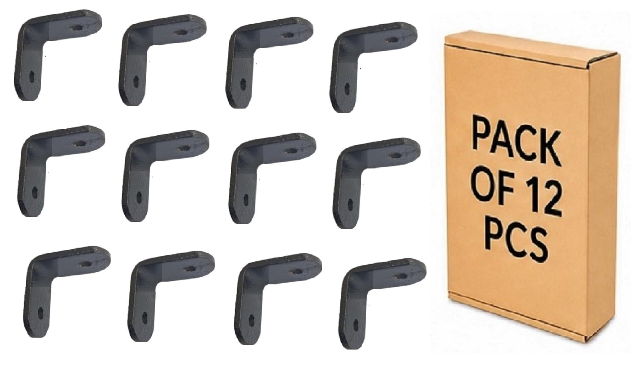 Q1 Beads 12 Pack Metal 1 x 1 inch Heavy Duty (3 mm) L Brackets Clamp - Right Angle Bracket for Wood Furniture & Metal, Includes 24 Screws (1 x 1 Inch, Black Powder Coated)-image-6
