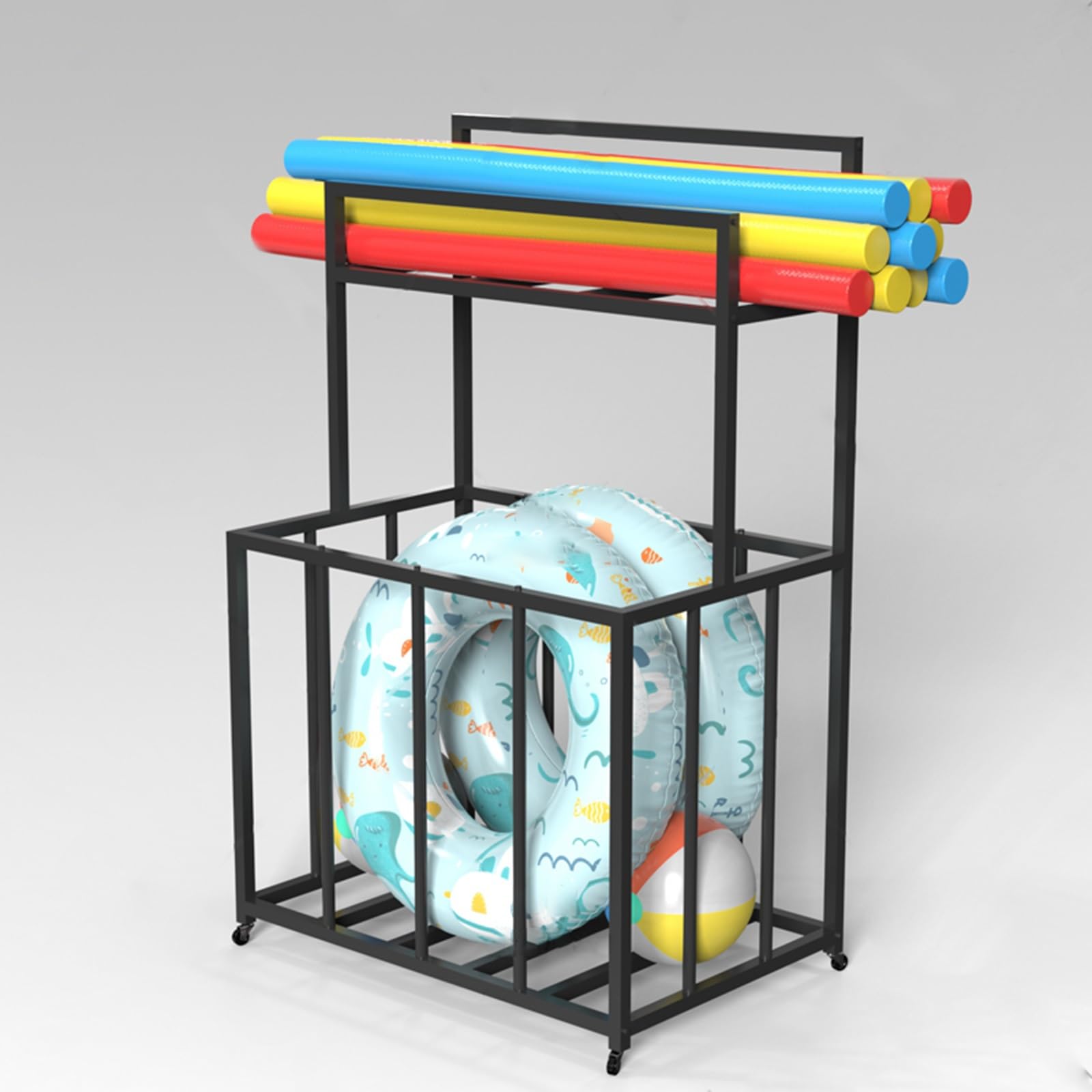 Carrello resistente a bordo piscina per noodles, palline da spiaggia e attrezzatura da piscina, organizza in modo efficiente la tua area piscina