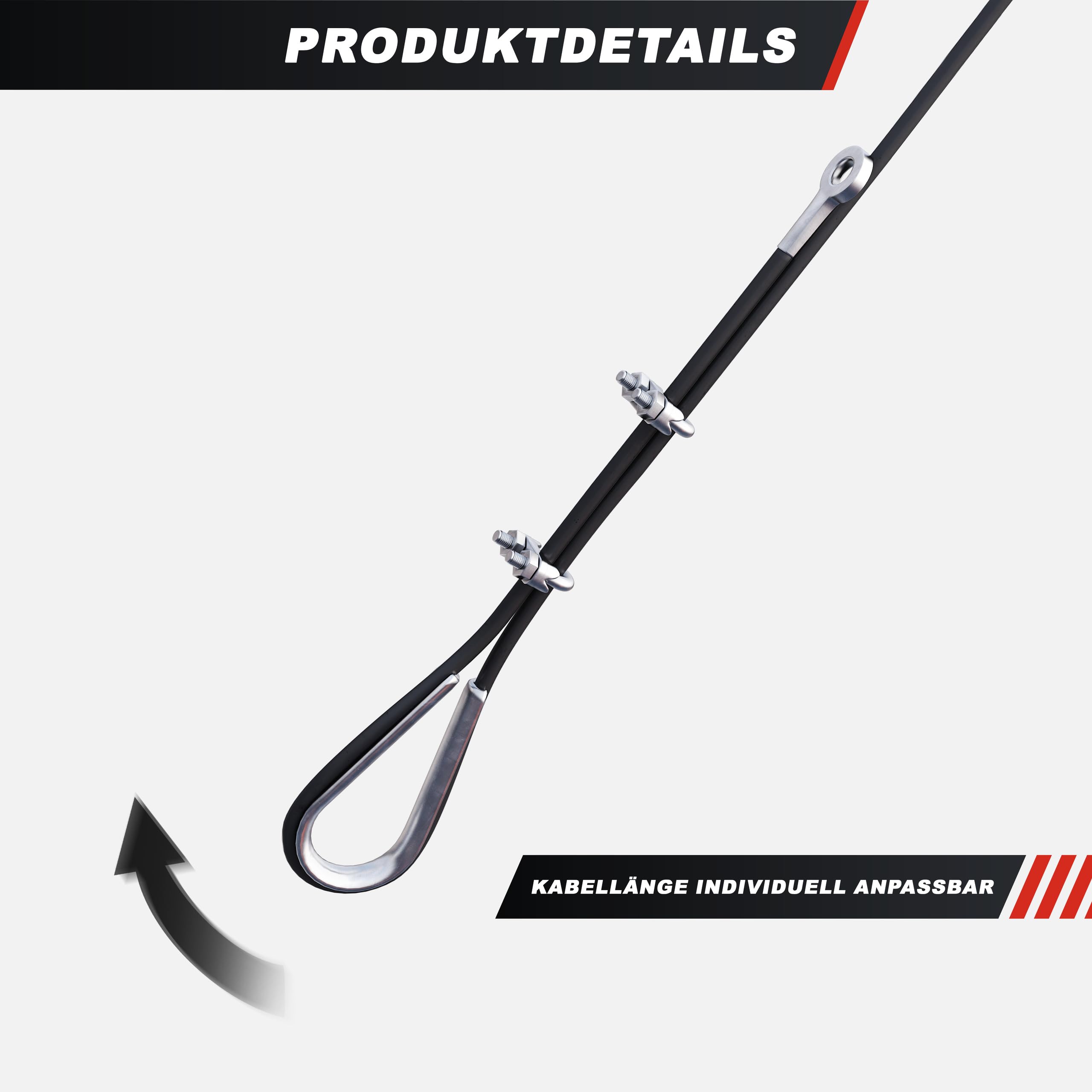 GORILLA SPORTS® Kabelzug-System mit 2-m-Stahlseil bis 150 kg