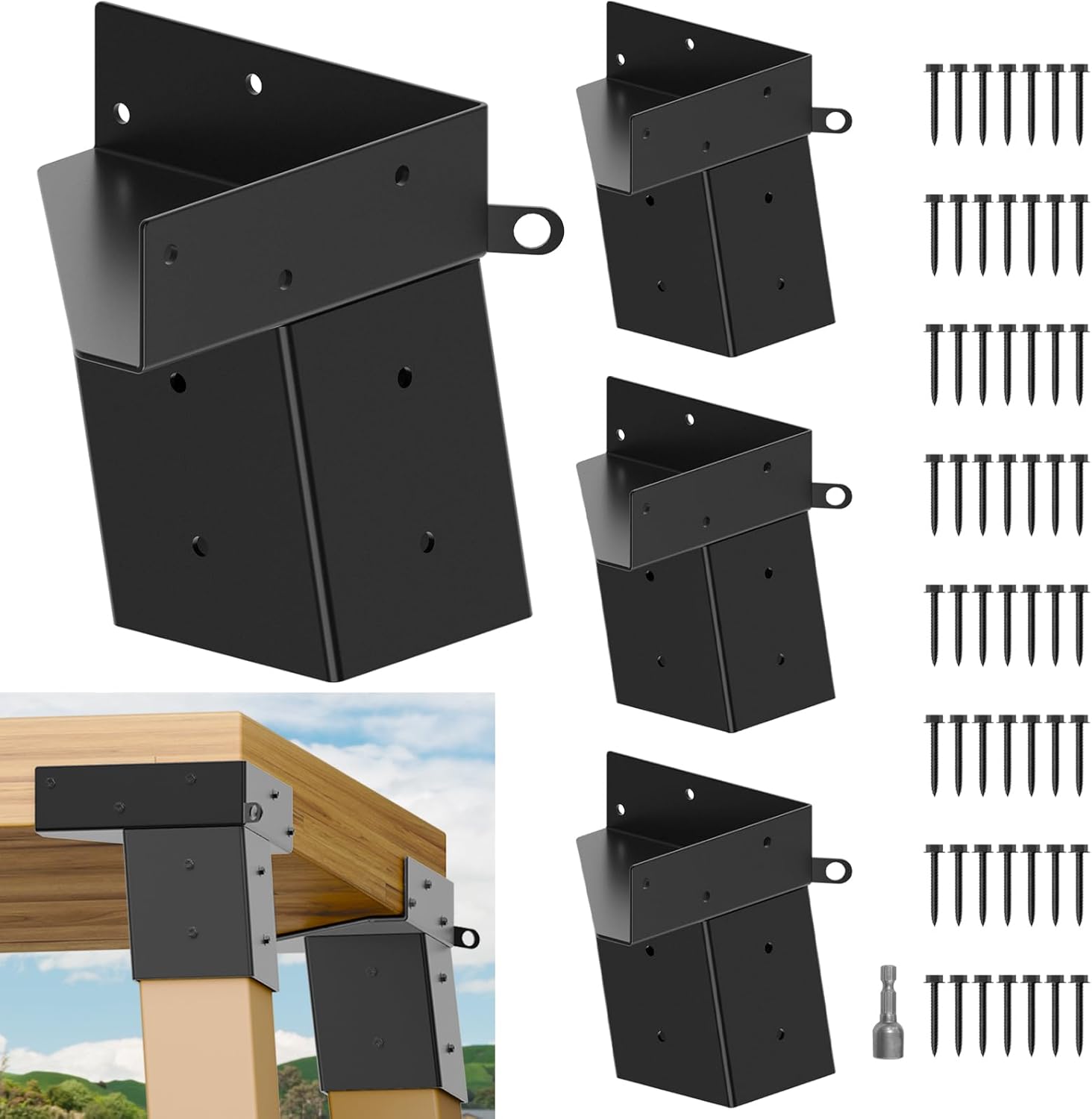 4PCS Deer Stand Brackets, 4"x 4" Heavy Duty Deer Blind Brackets for Deer Hunting, Shooting Shack, Observation Decks, Tree Houses, Swing Sets and Outdoor Platforms