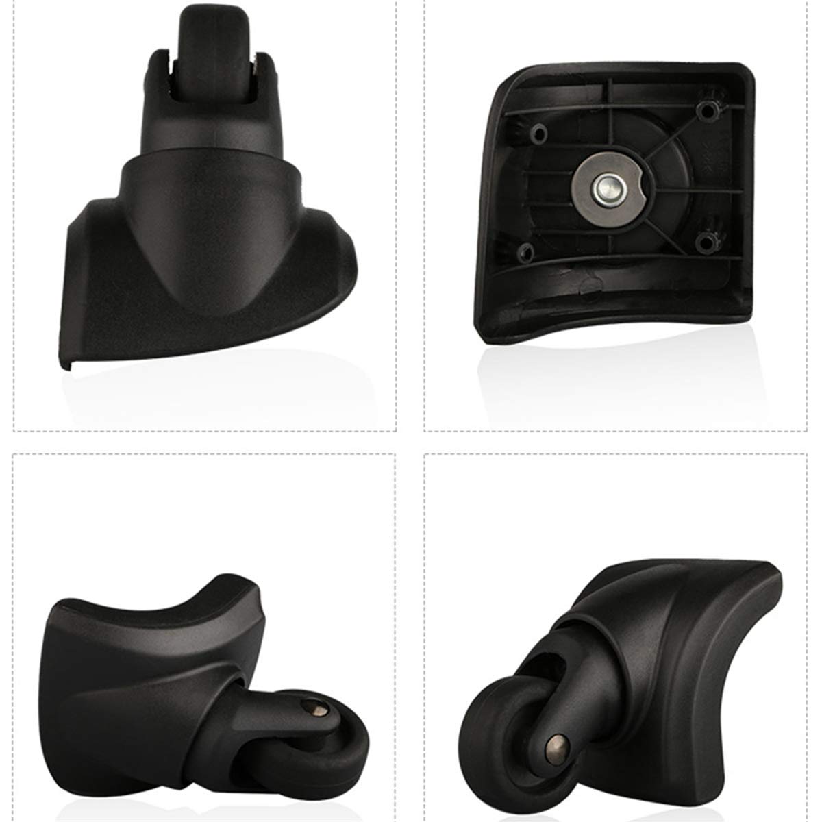 Recambio Ruedas Maletas, Maleta giratoria de 459 Grados con Ruedas silenciosas de Repuesto, Paquete de 2, Color Negro