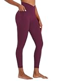 Butt Lifting Scrunch Leggings for Women with Pockets No Front Seam Crossover Workout Booty Yoga Pants Tummy Control