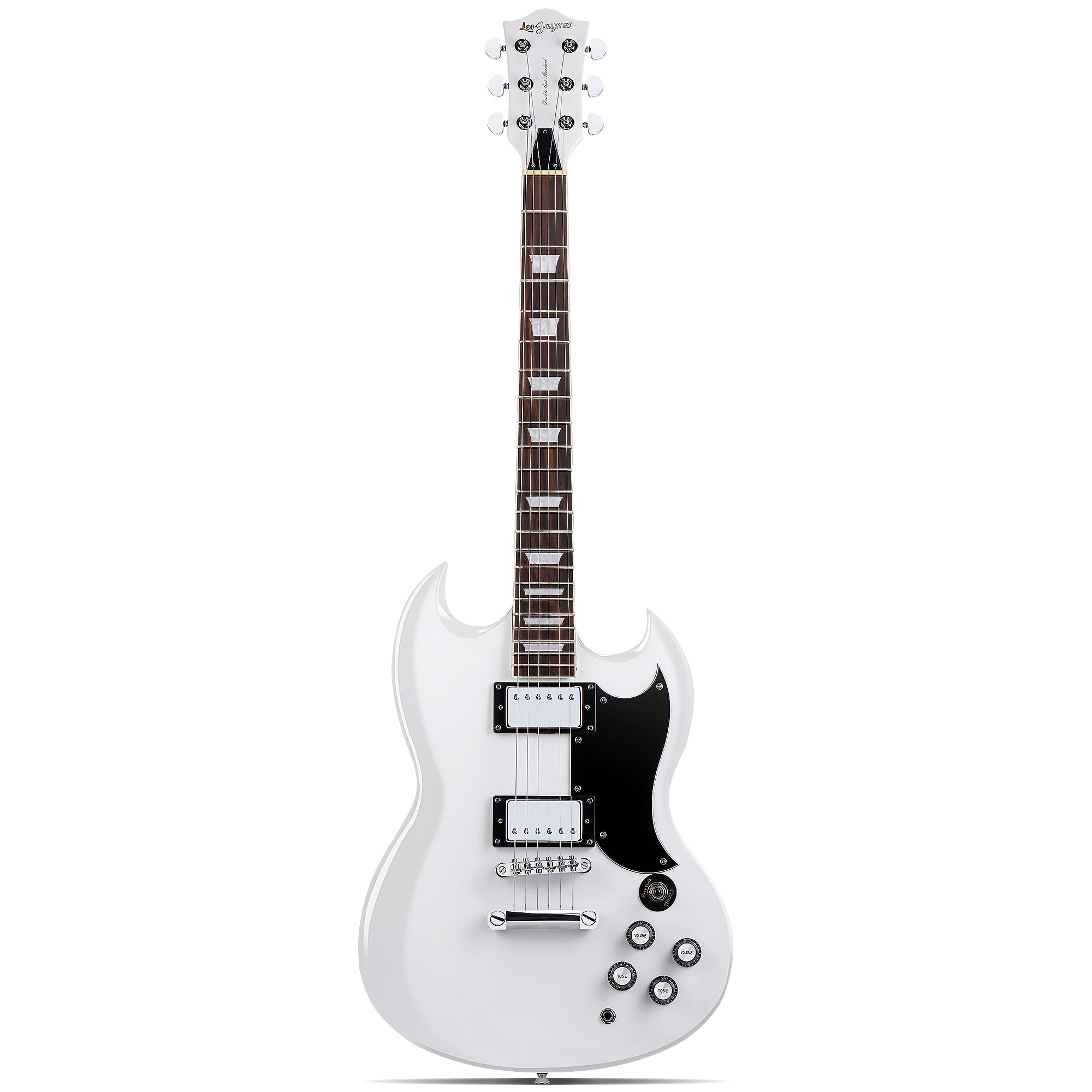 leo jaymz 39 inch solid body electric guitar - poplar wood bodymaple neck and laurel wood fretboard white