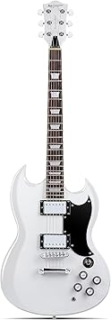 Leo Jaymz 39 Inch Solid Body Electric Guitar - Poplar Wood Body,Maple Neck and Laurel Wood Fretboard (White)