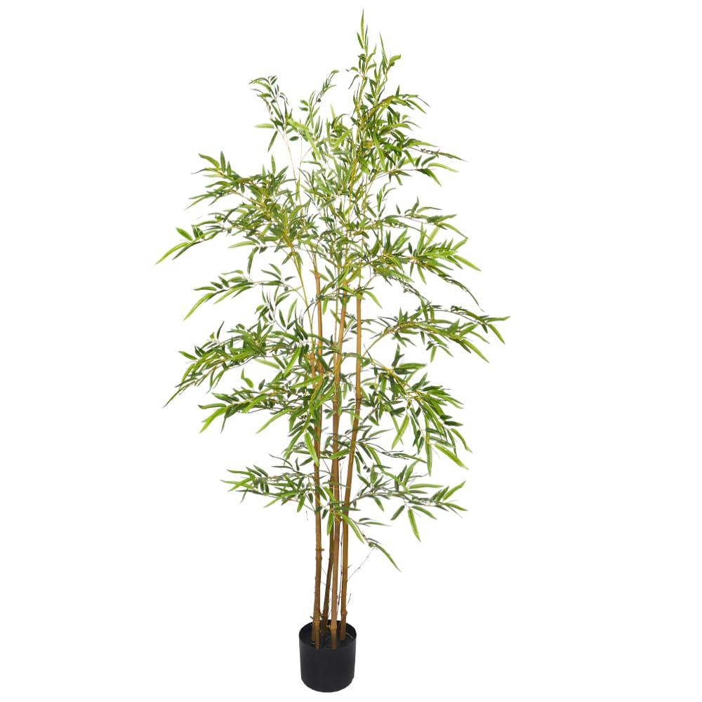 YAHOME Artificial Bamboo Tree Realistic Plants Fake Decorative Trees Faux Potted Modern Tree with Lifelike Bamboo Leaves and Branches in Nursery Pot for Home Office (150 Cm)