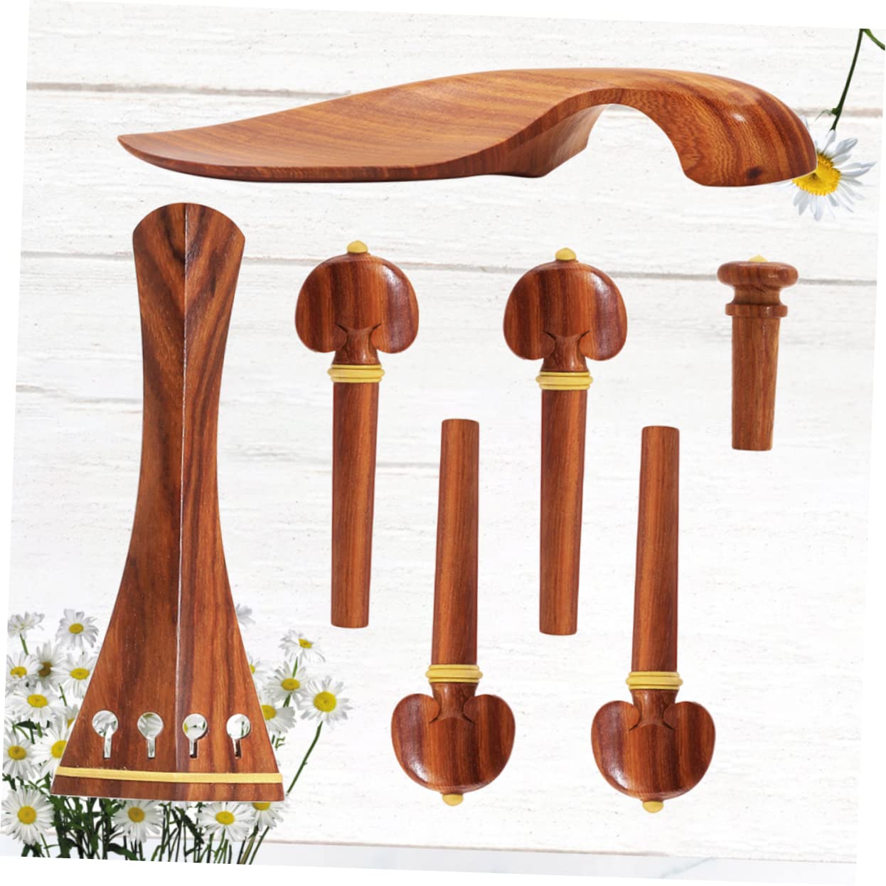 ibasenice 2ensembles Kit Rechange De Jujubier Pour Violon Mentonnière Tendeur Chevilles Et Embout De Queue Accessoires Pour De Violon