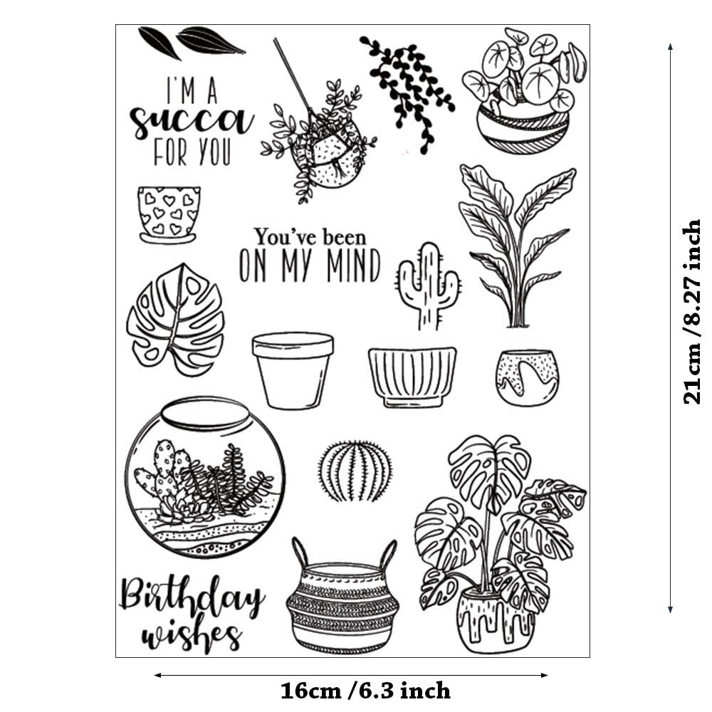 Arriettycraft Diy Potted Plants Succulent Cactus Birthday Decorative Clear Stamps For Card Making And Diy Scrapbooking