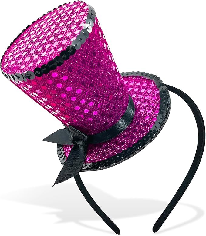 Myqiqi Mini Top Hat Headband, Sequins Tea Party Headpiece Fascinator for Women Lady Gril 1920s Gatsby Party Costume Accessory (Rose) — image 1