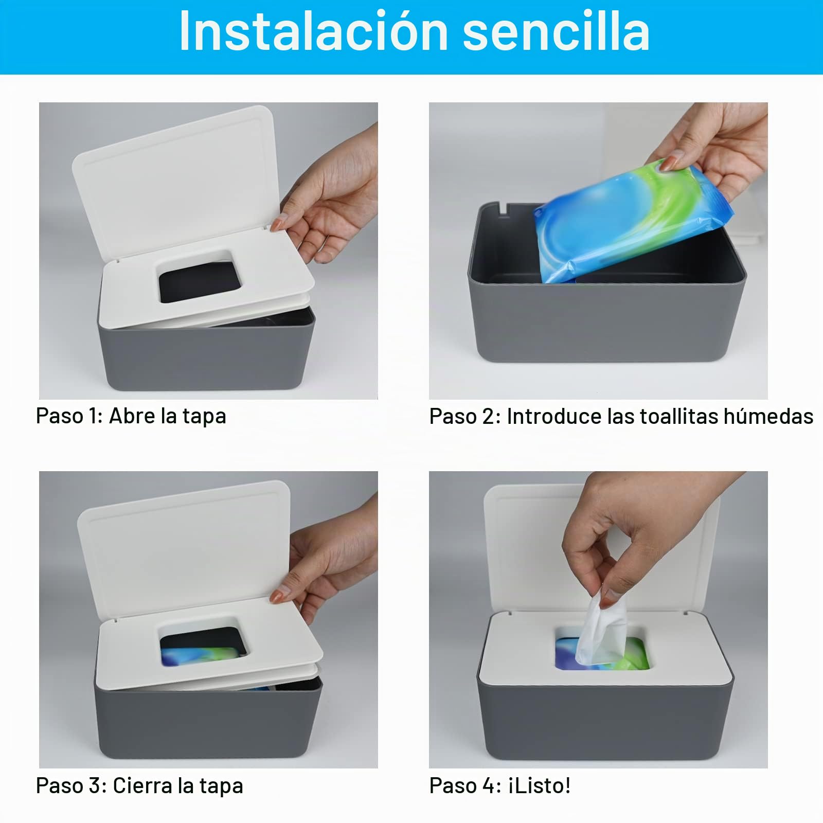 2 Piezas Porta Toallitas Bebe, Caja para Toallitas Húmedas con Tapa Sello Caja para Toallitas rectangular, Dispensador de Toallitas Húmedas para Inodoro, Baño